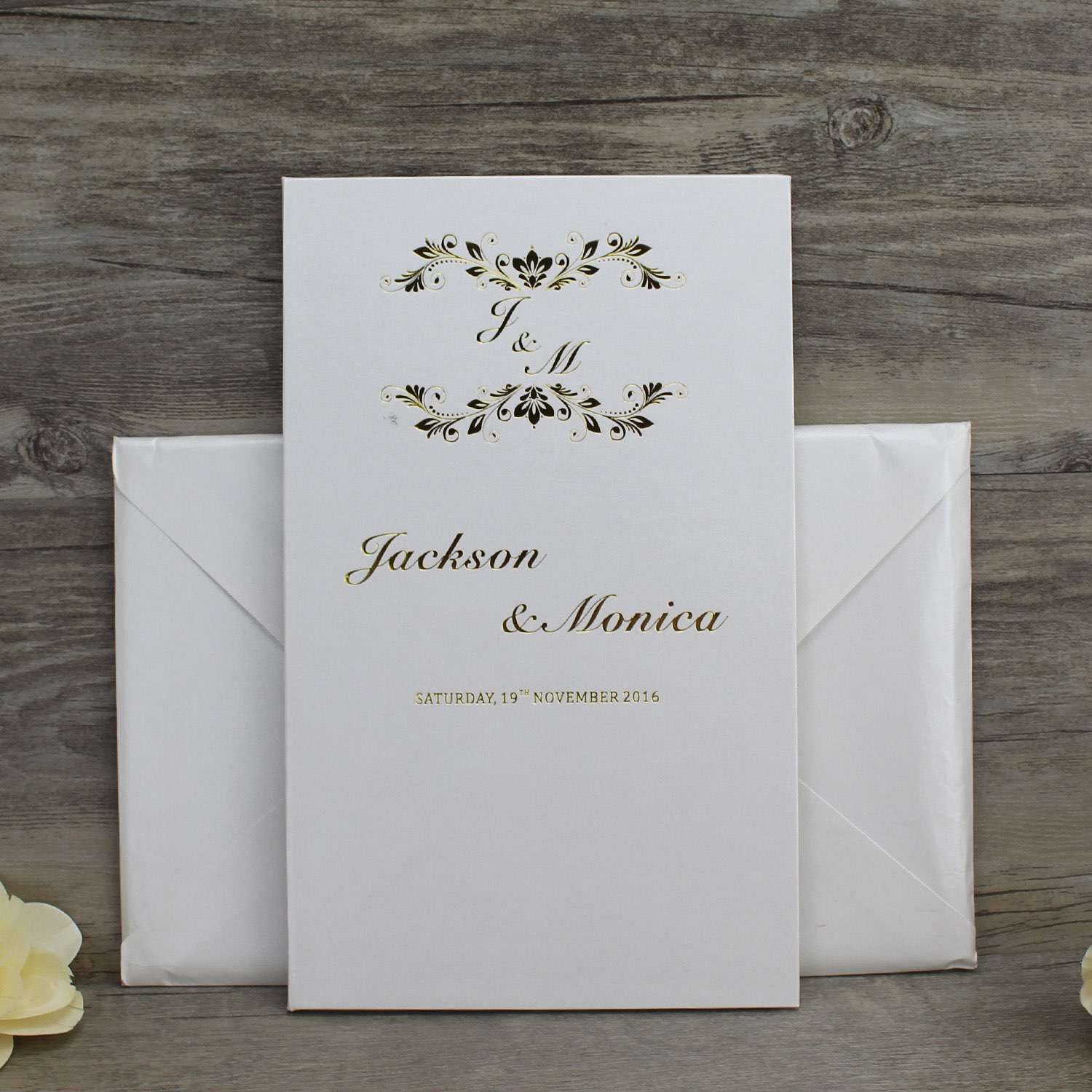 Hardcover Invitation Card Foiling Wedding Invitation Customized Rectangle Greeting Card 